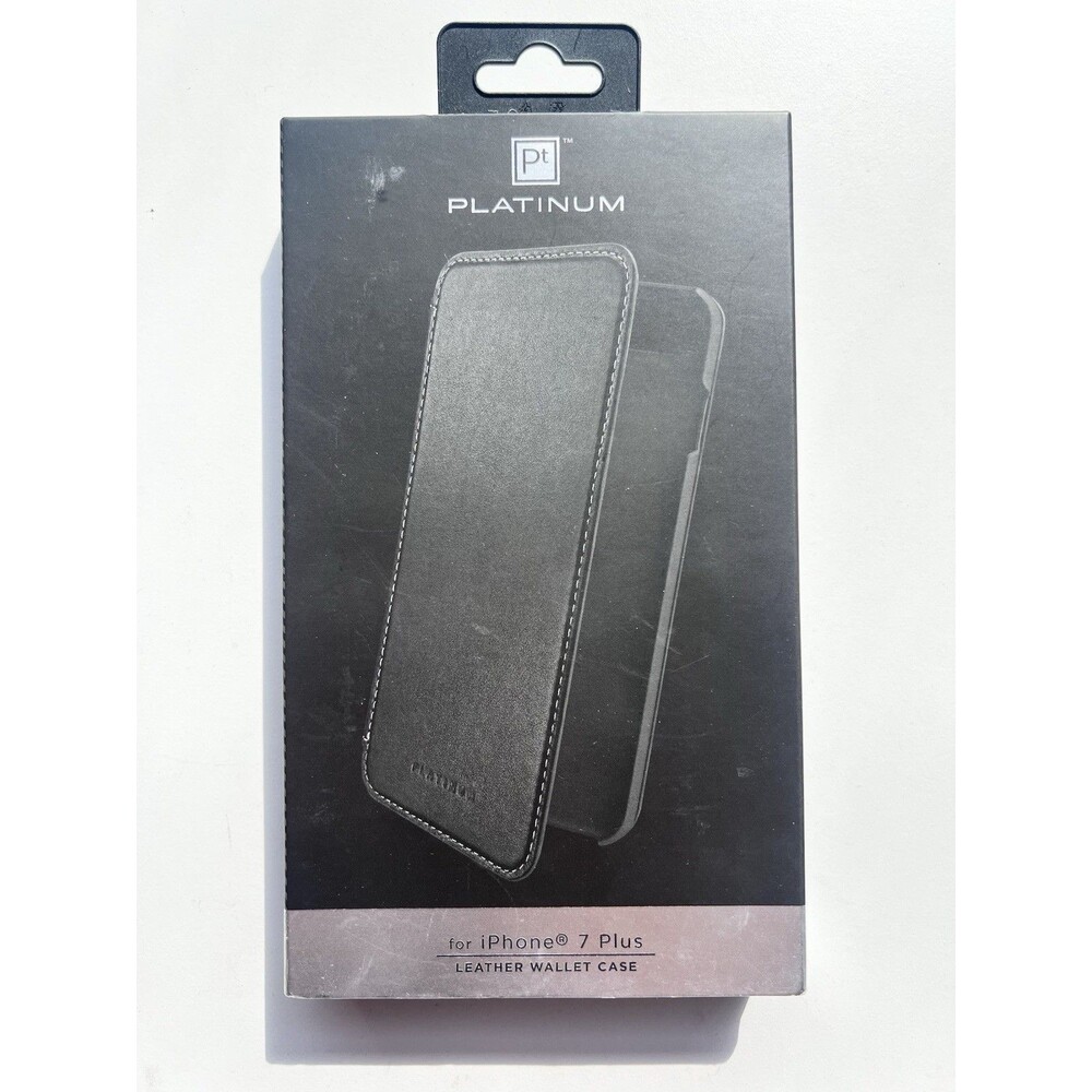 Platinum Genuine Leather Folio Wallet Phone Case For Apple iPhone 7 Plus Black